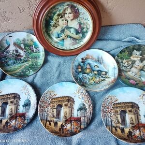 Thomas Kinkade Decorative Plate Set with Blue and Brown Hues
